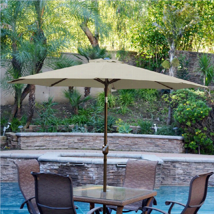 Jeco 9ft. Aulminum  Patio Maarket Umbrella Tilt With Crank In Tan Fabric Champpagne Pole