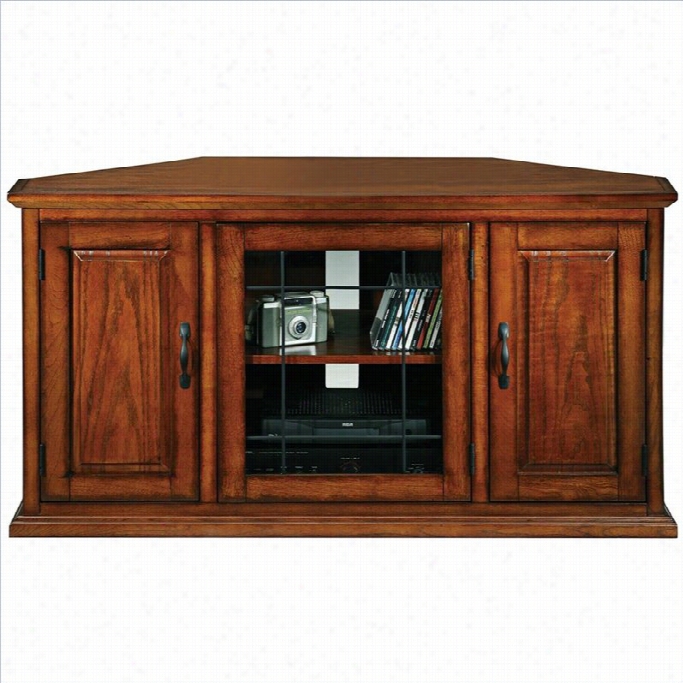 Leick Furniture Leaded Glass 50 Orner Tv Stand In Burnished Oak