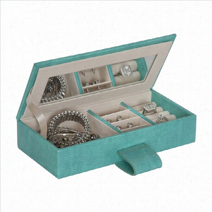 Mele And Co. Justine Snakeskin Travel Jewelry Case In Turquoise
