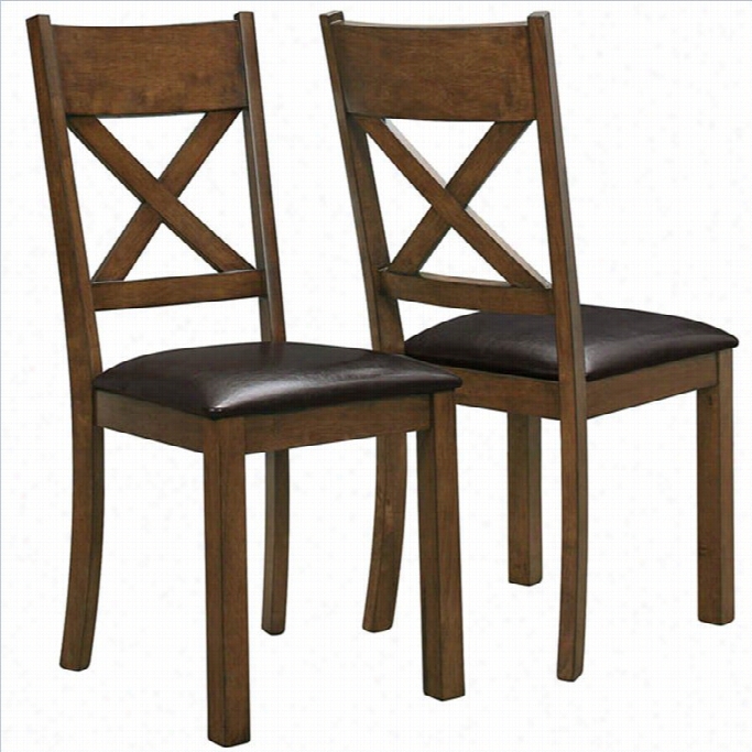 Monarch Dining Chair In Walnut And Dark Brown (set Of 2)