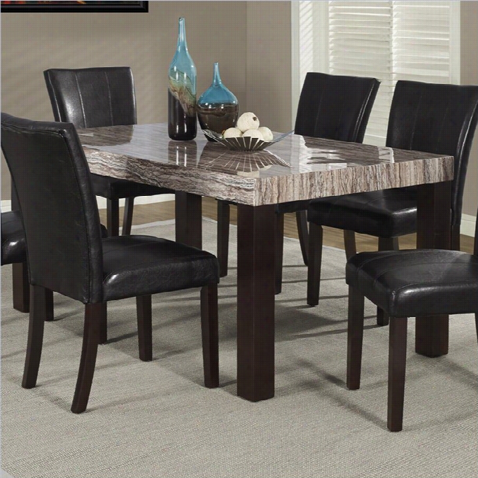 Monarch Lacquered Marbl Dining Table In Brown