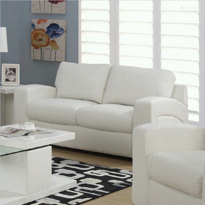 Monarch Leather Loveseat Inn White