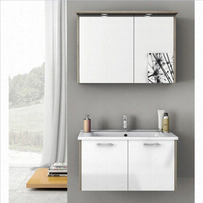 Nameek's Acf 33 Nico 3 Piece Wall Mounted Bathroom Vanity Set In Glossy White