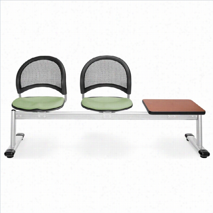 Ofm Moon Ebamm Seating Through  2 Seats And Table In Sage Green And Cherry
