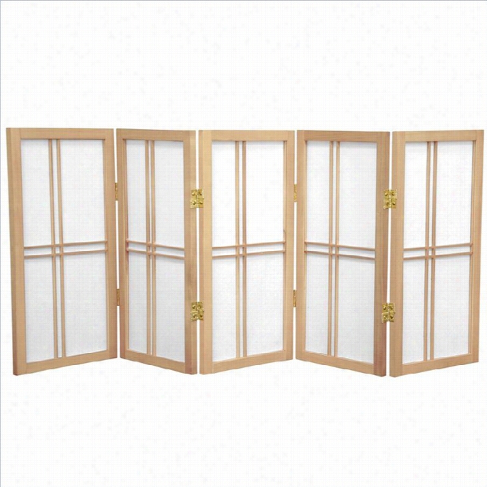 Oriental Desktop Double Cros S 5 Panels Shoji Screen In Natural