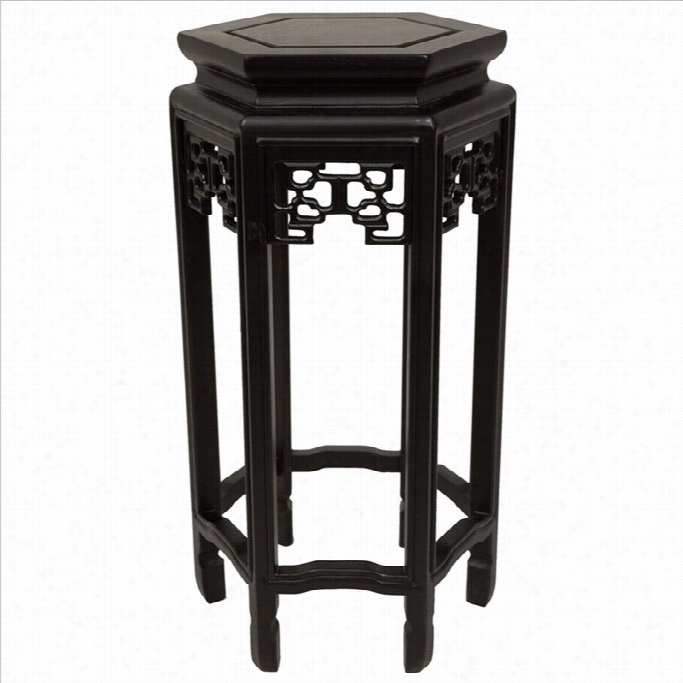 Oriental Appendages Hexqgon Plant  Stand In Rosewood-22 Inchs