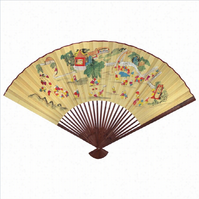 Oriental Fuurniture Oriental Children Fan Wwall Decor In Beige And Tan-small