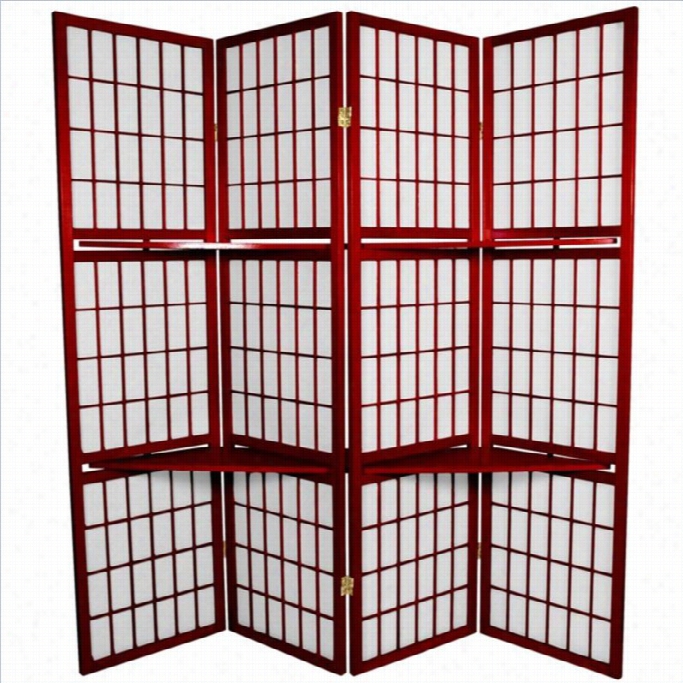 Oriental Furniture Window Pane With Shelf Room Divider In Rosewood