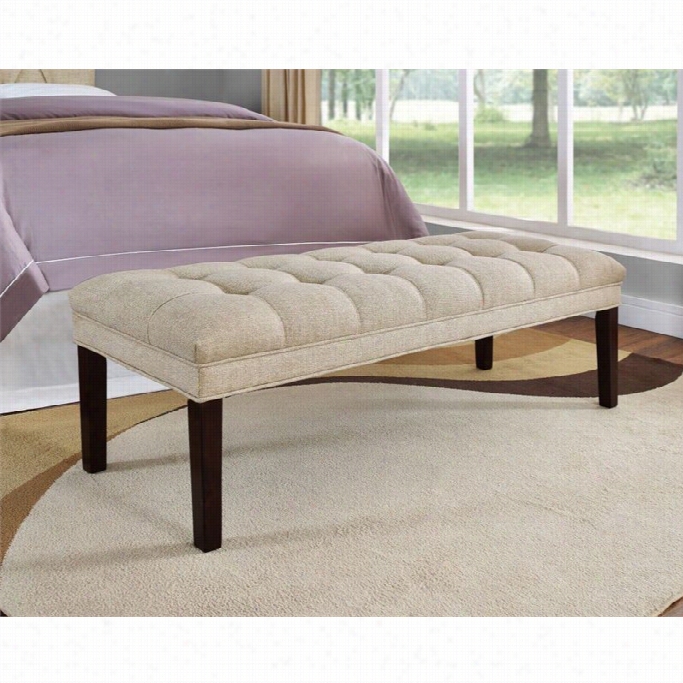 Pri Upholstered Panel Tufted Bedroom Bench In Tan