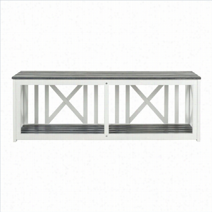 Safavieh Branco Steel And Acacia Forest Bench In White And Grey