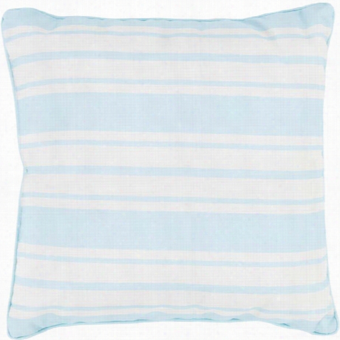 Surya Nautical Stripe Poly Fill 20 Square Pillow In Teal