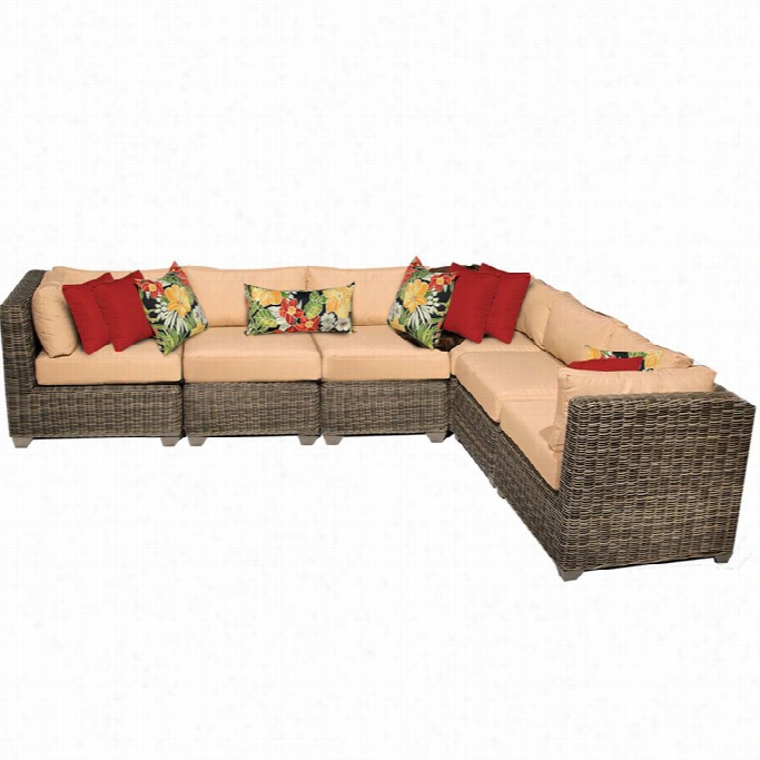 Tkc Cape Cod 6 Piece Outdoor Wicker Sofa Sharpen I N Sesame