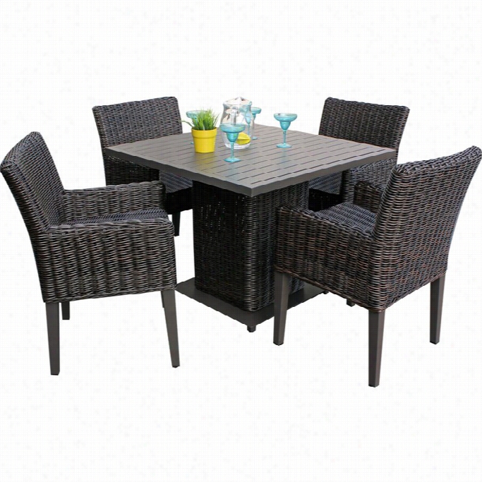 Tkc Venice Just 5 Piece Wicker Patio Dining Set In Chestnut Brown