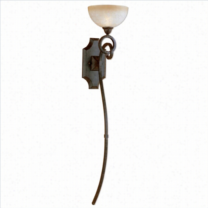 Uttermost  Legato Glass Wall Torchier In Distressed Chestnut Brown