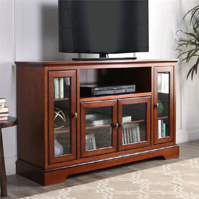 Walker Edison 52 Highboy Style Wo0d Tv Stand In Rustic Brown