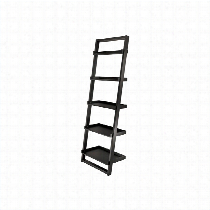 Winsome Bailey Leanning Shelf -tier Ladder Bookcase In Black