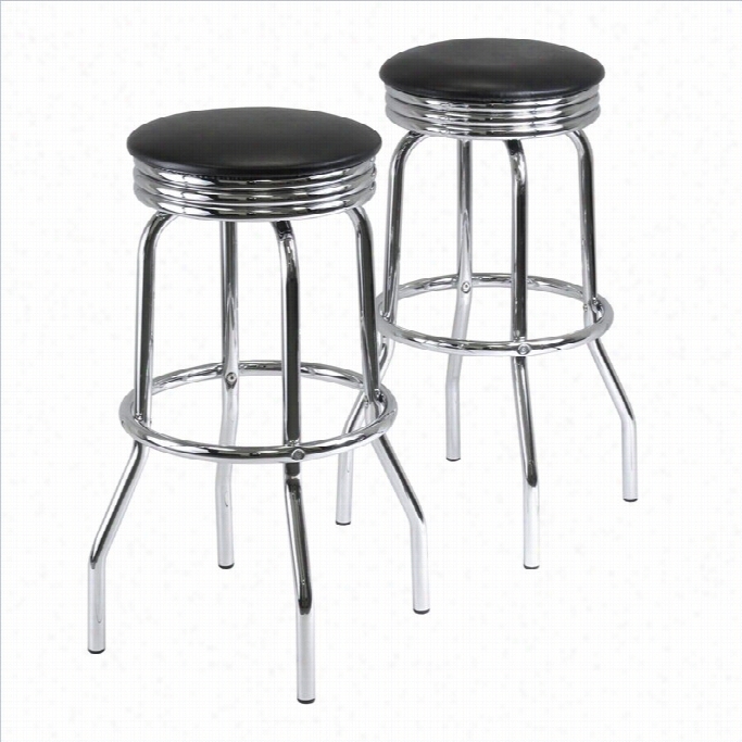 Winsome Summit 29 Swivel Bar Stools In Black And Metal (set Of 2)