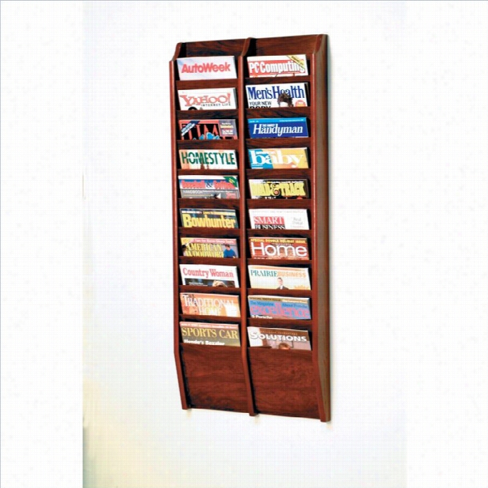 Wooden Mallet 20 Poc Ket Wall Mount Magazine Rack  In Mhaogany