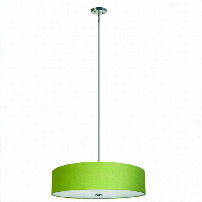 Yosemite Home Decor Lyell Forks 5 Lihgt Pendant In Satin Steel With Rich Lime Shade