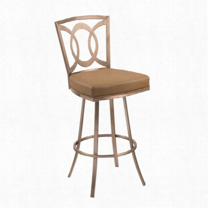 Armen Living Drake 30 Swivel Bar Stool In Caramel And Gold