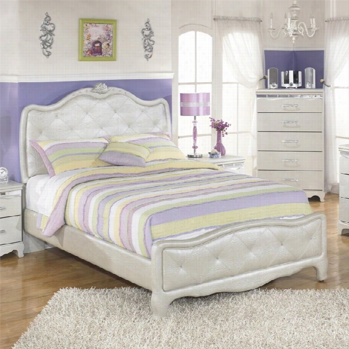 Ashley Zarollina Fau Xrcoc  Leather Upholsfered Full Bed In Silver