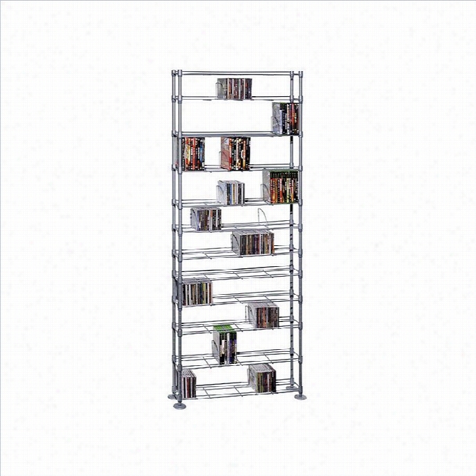 Atlanti Inc 77 12-tier Max Steel Media Rack N Silver