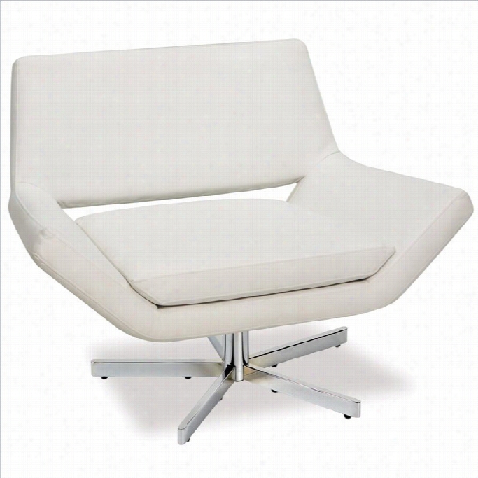 Avenues Ix Leather Swivel Chair In White