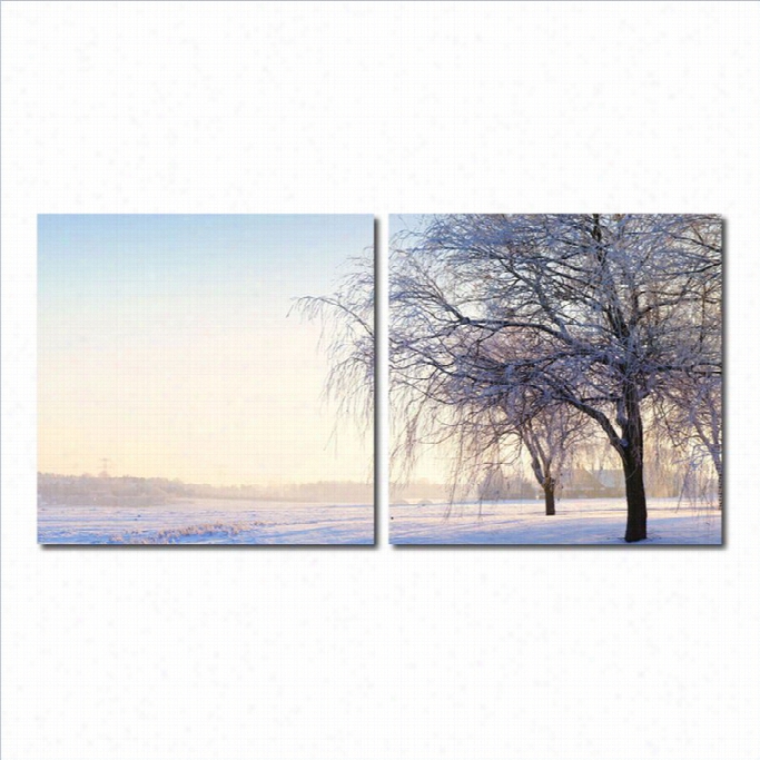 Baxton Studio Snowy Solittude Mounted Print Diptych In Multicolor