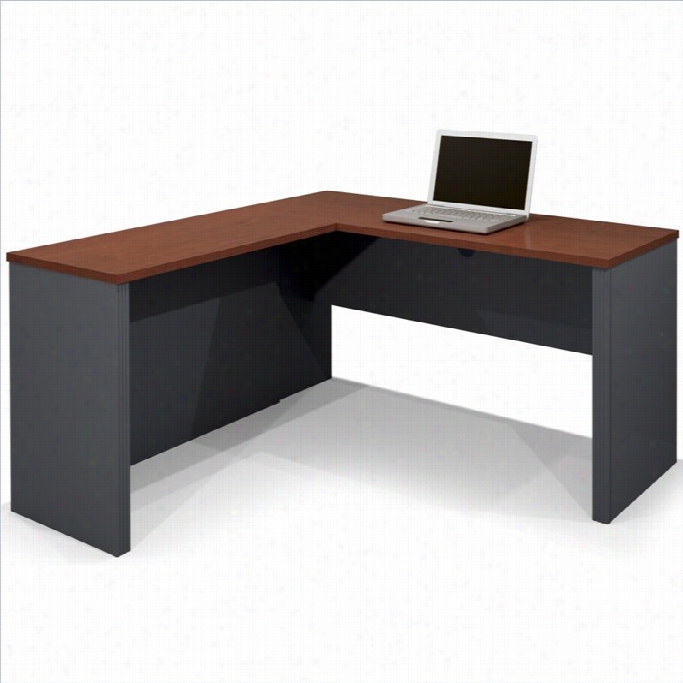 Bestarr Pretie + L-shape Com Puter Desk In Bordeaux And Graphite