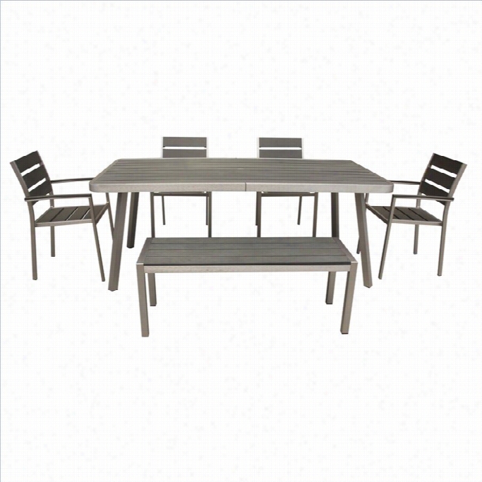 Boraam Canaria 6 Piece Metal Patio Dning Set In Aluminum