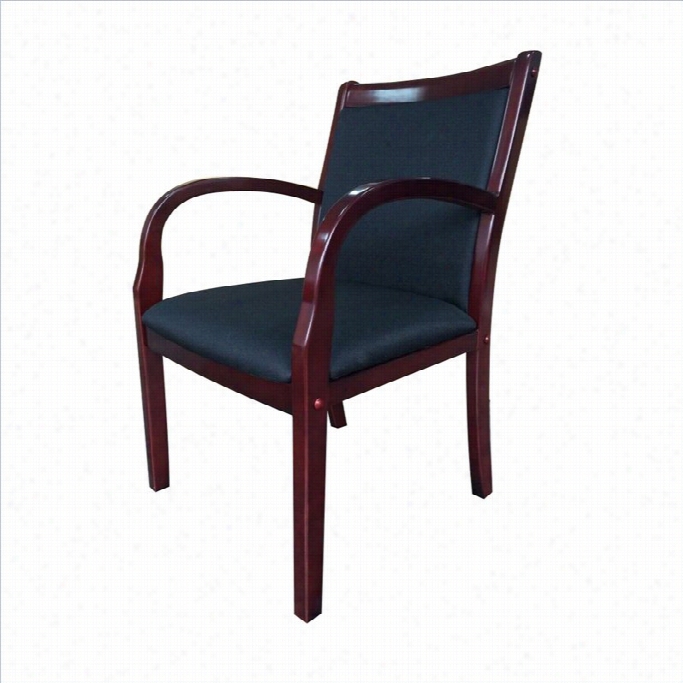 Boss Office Guest Arm Office  Chair In Black And Rich Mahogany