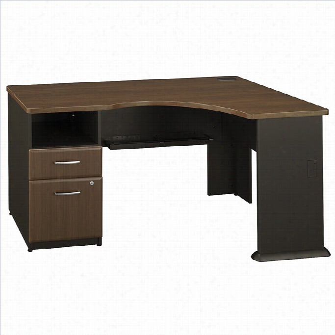 Bush Bbf Series A Expandable 2 Drawer Corner Desk In Sienna Walnut