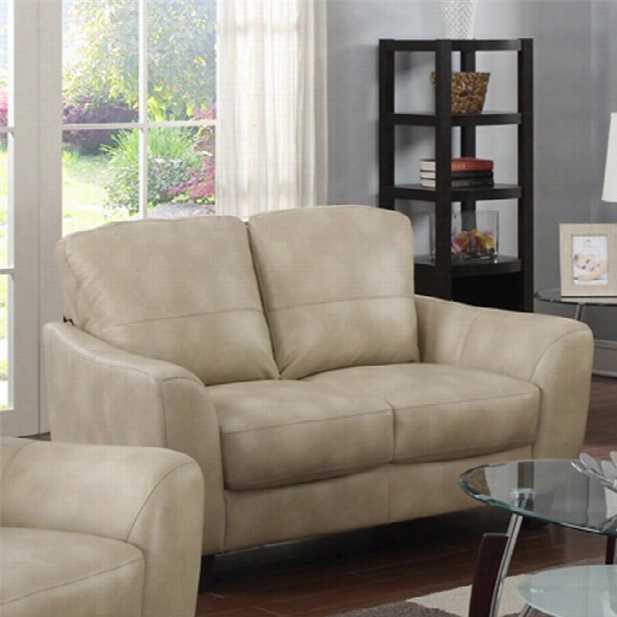 Chintaly Fremont Combine Leather Loveseat In Taupe