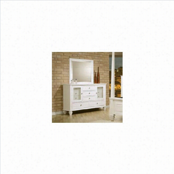 Coaster Greek  Eleven Drawer Dresser With Mirroe Ste In White