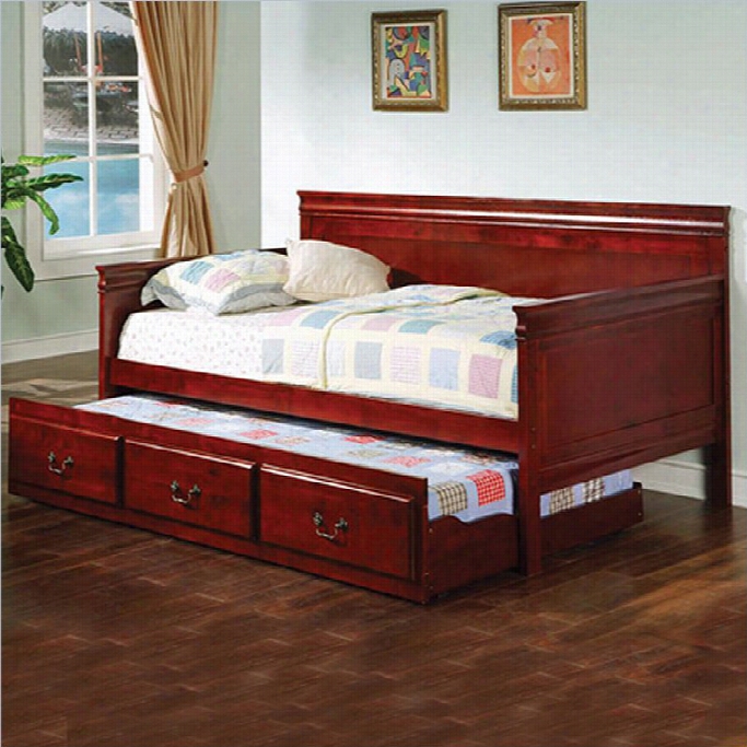 Coaster Wood Daybed With Roll In Cherry Finish