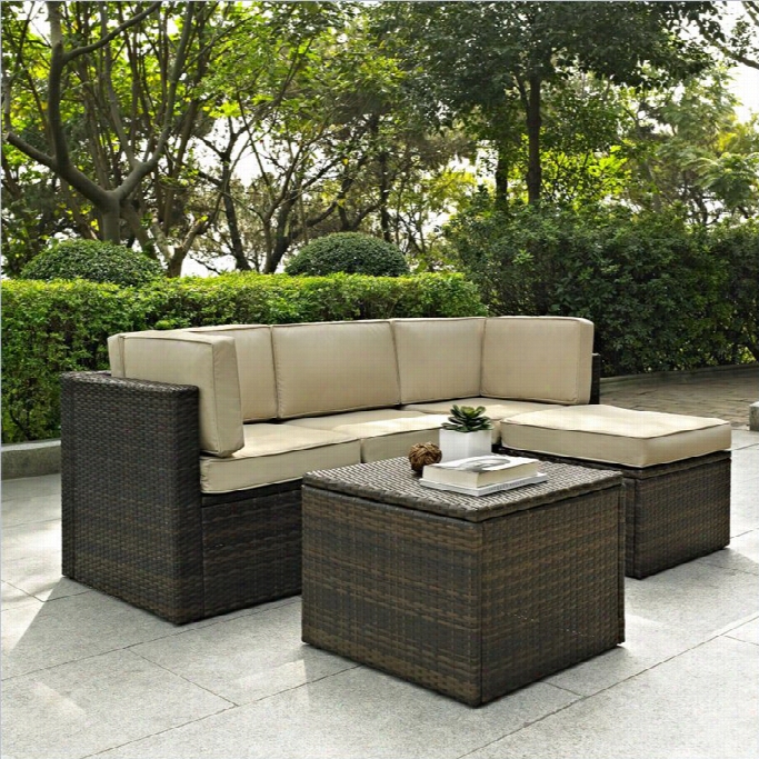 Crosley Furniture Palm Harbor 5 Piece Outdoor Wicker Seating Ste