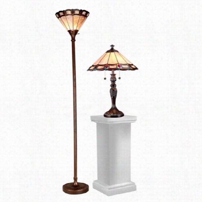 Dale Tiffany Peacock Lamp Set