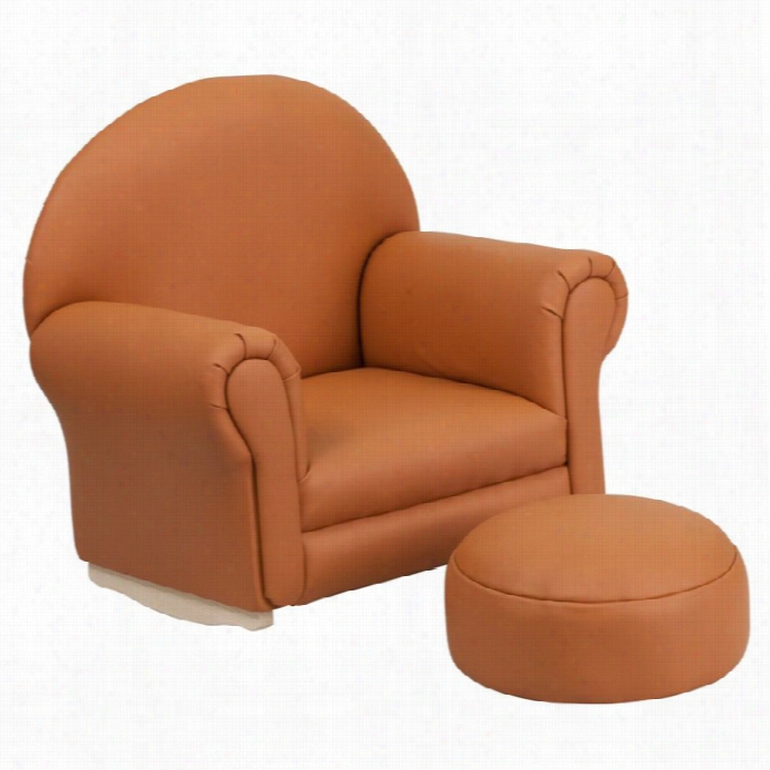 Flash Furniture Kids Brown Vinyl Rocker Chair And Footrest