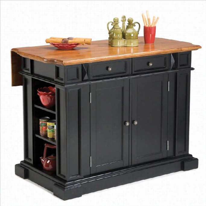 Home Styles Kitchen Island With Breakfast Bari N Black