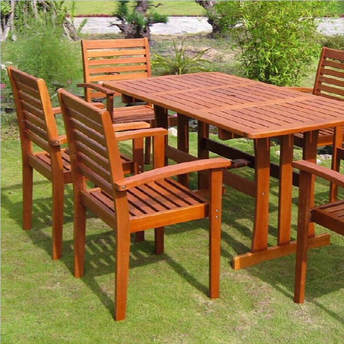 International Caravan Badalona 7 Piece Wwood Patio Dining Set