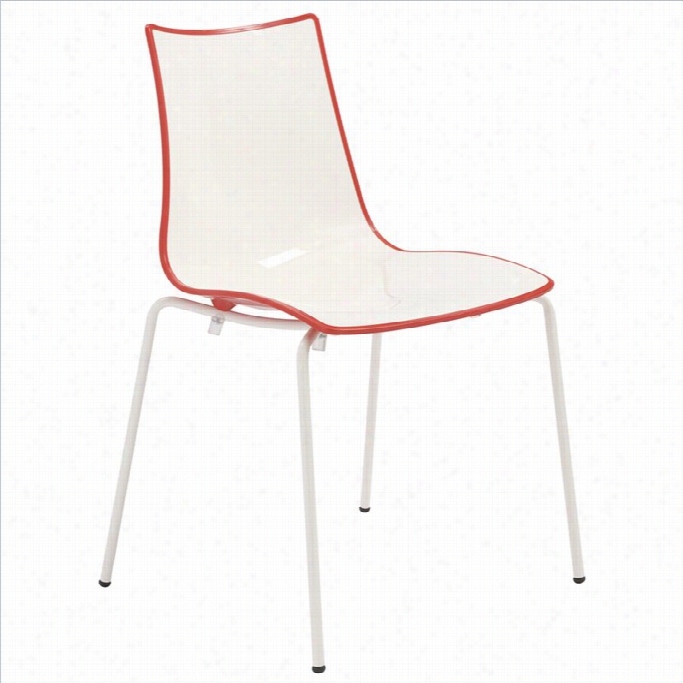 Italmodern Zebra Sttacking Dining Chair In White In Red