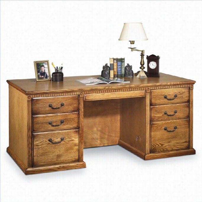 Kath Yireland Home By Martin Huntington Oxford Exeutive Double Pedestal Desk In Wheat