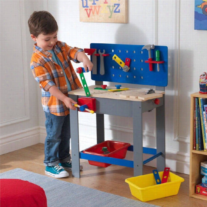 Kidkrft Ddeluxe Workbench With Tools In Primary Colors