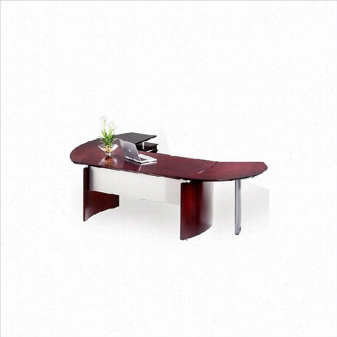 Mayline Napoli 63 Curved Wood L-shpaed Desk In Sierra Cherry