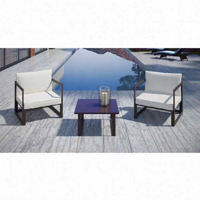 Modway Fortuna 3 Piece Outdoor Sofa Set In Brown A Nd White