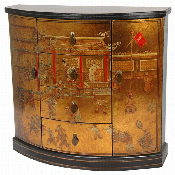 Oriental Furniture Village Market Accent Chest In Gold