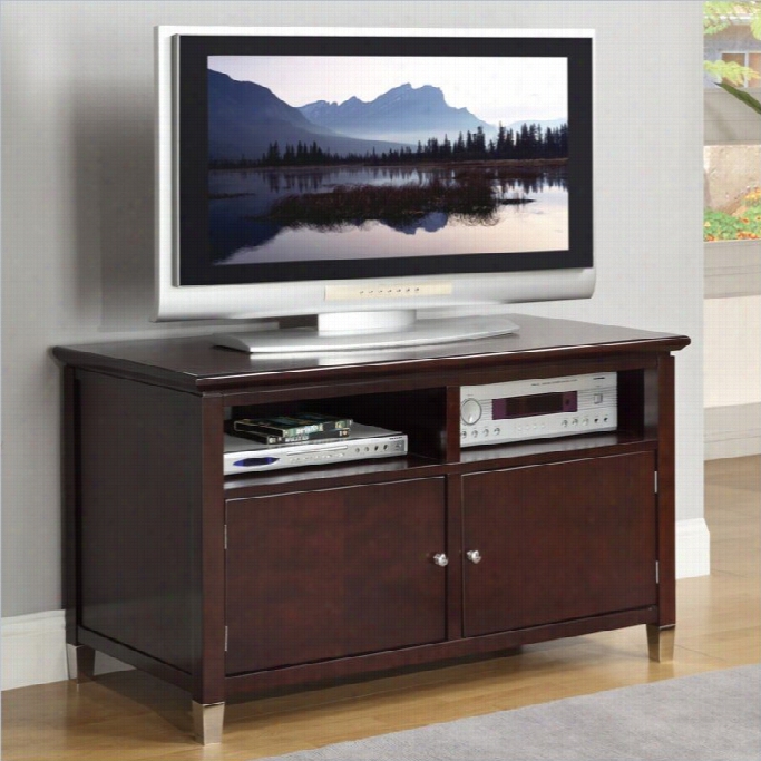 Poudex  Two Shelf Doube Door Tv Stand In Rown Hue