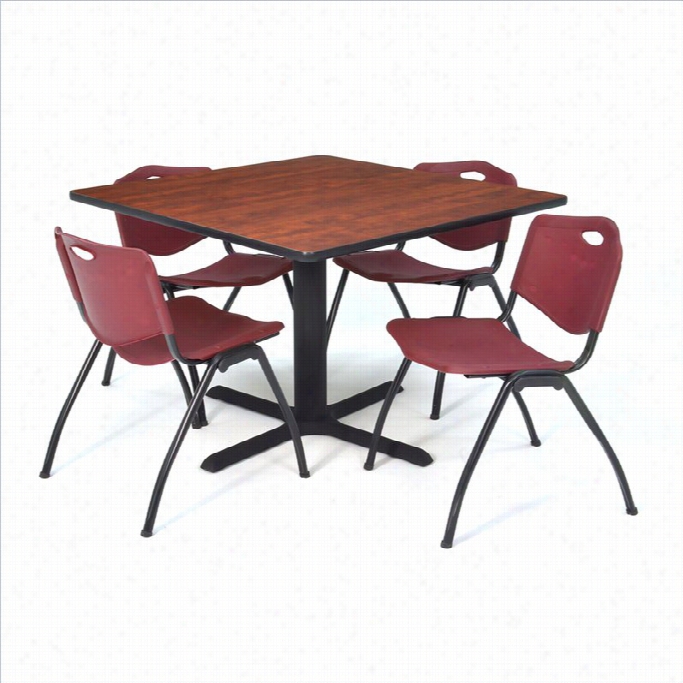 Regency Square Table W Ith 4 M Stack Cchairs In Cherry And Burgundy