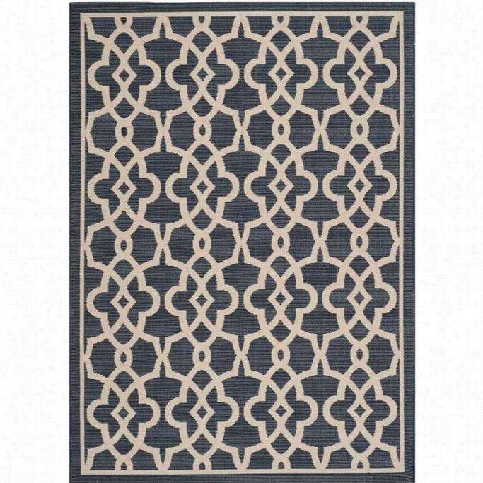 Safavieh Courtyad Navy Indoor Outdoor Rug - 4' X 5'7