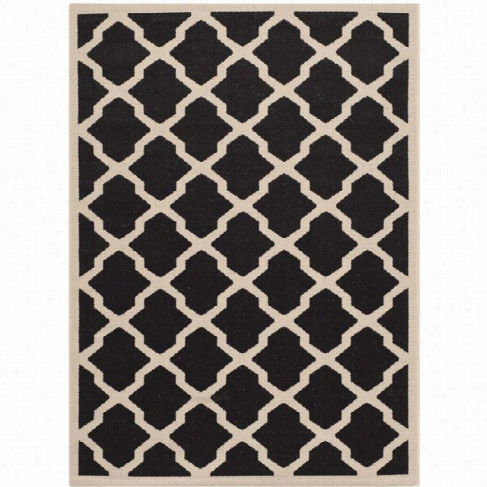 Safavieh Courtyar Polypropylene Medium Rrectangle Rug Cy6903-266 -5 In Black And Beige